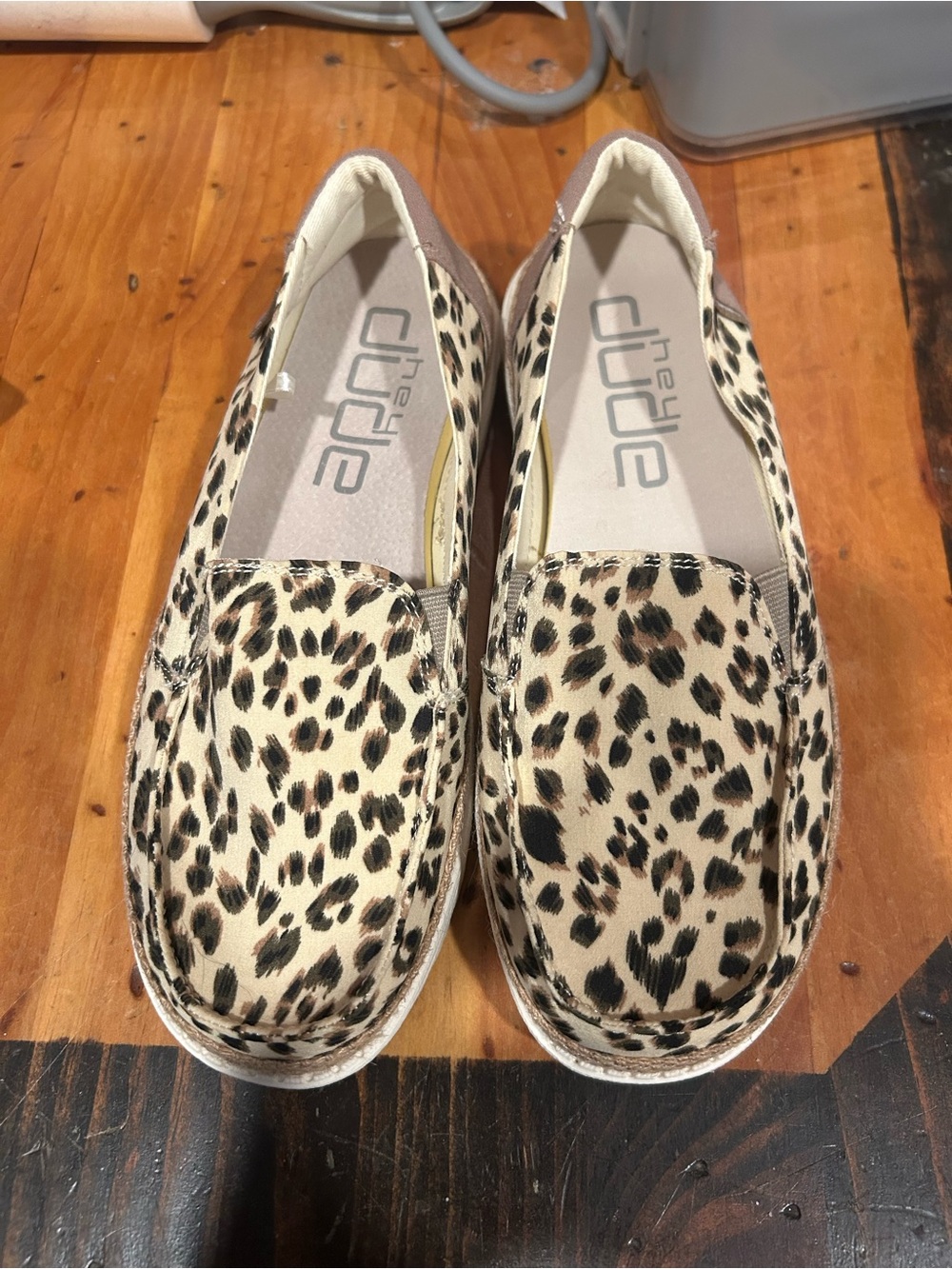 Hey Dude Kids Leopard Slip-On Sneakers - Cream/Black/Brown